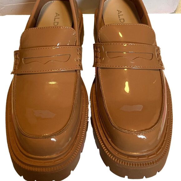 NIB Aldo Tan Patent Leather Loafers Size: 6.5 - Picture 2 of 7